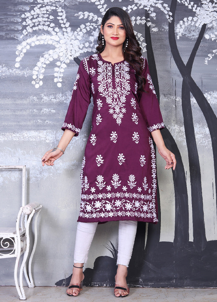 Purple Readymade Viscose Kurti Free Shipping The Cheapest