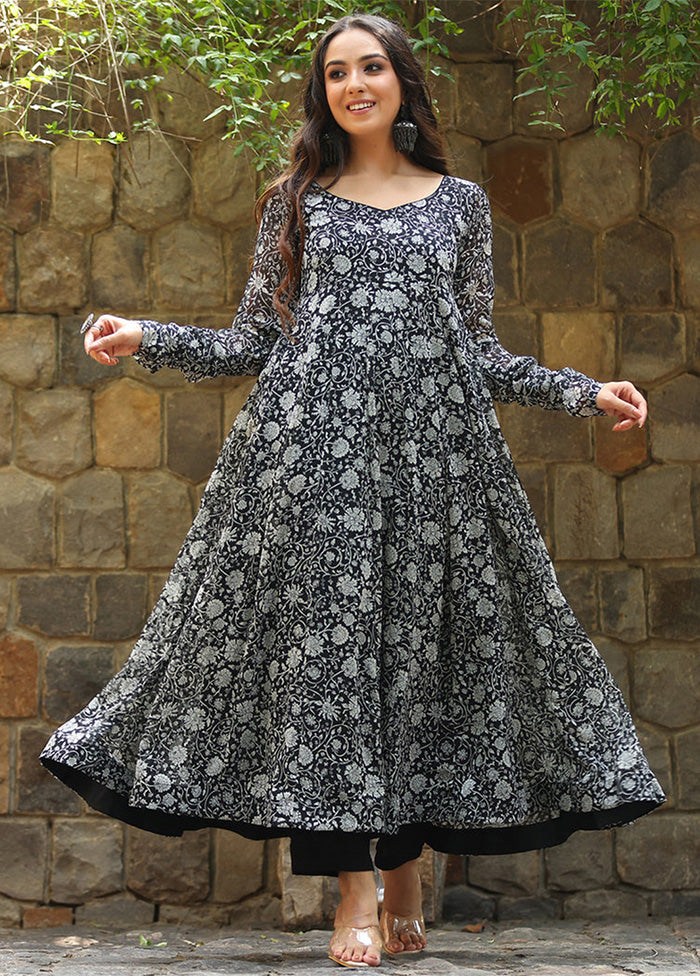 Black Readymade Georgette Long Kurti Marketable