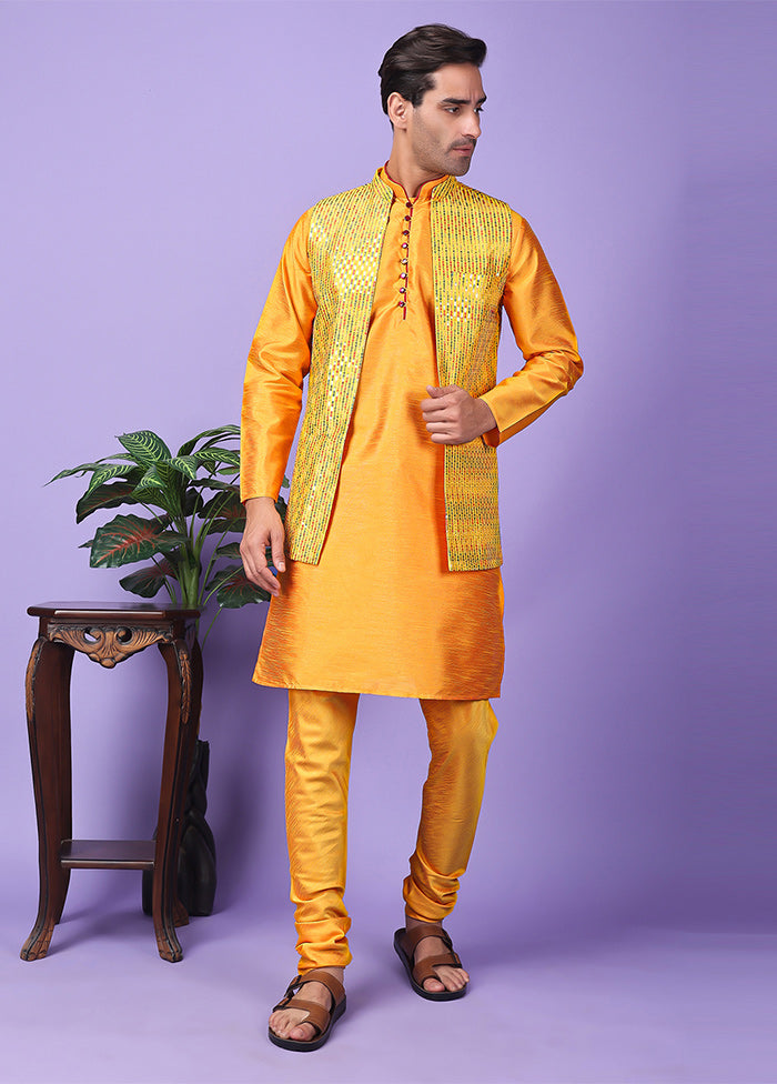 3 Pc Yellow Silk Nehru Set Amazon Footaction