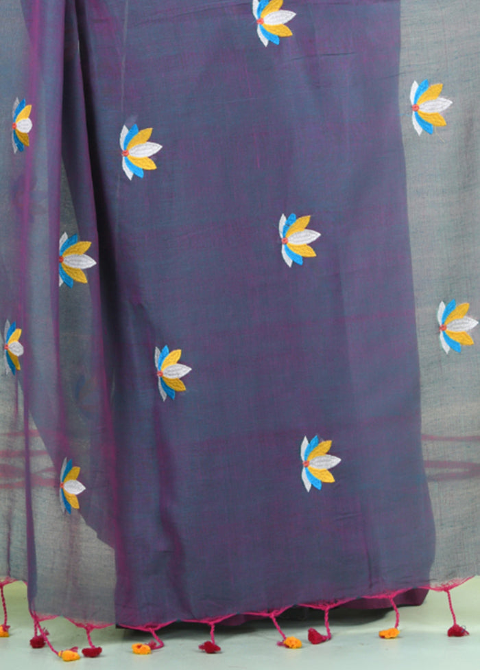 Blue Cotton Saree With Blouse Piece Perfect For Sale