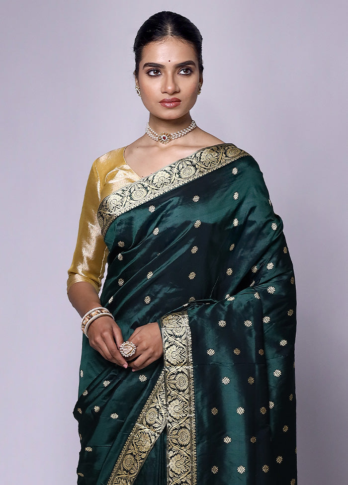 Green Handloom Assam Pure Silk Saree With Blouse Piece Cheapest Cheap Online