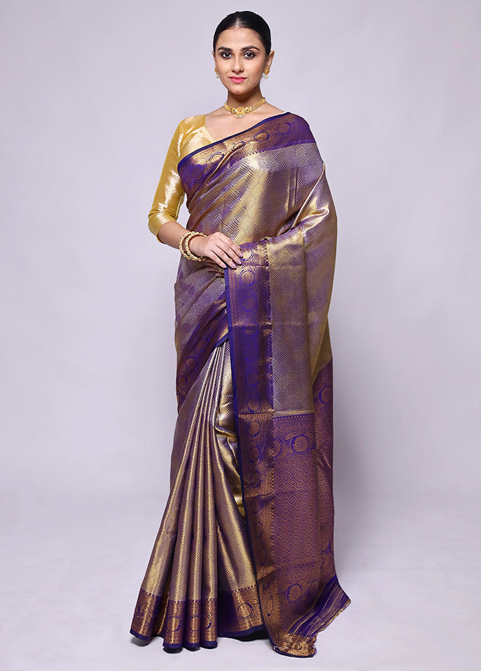 Purple Dupion Silk Saree With Blouse Piece Clearance Store Sale Online