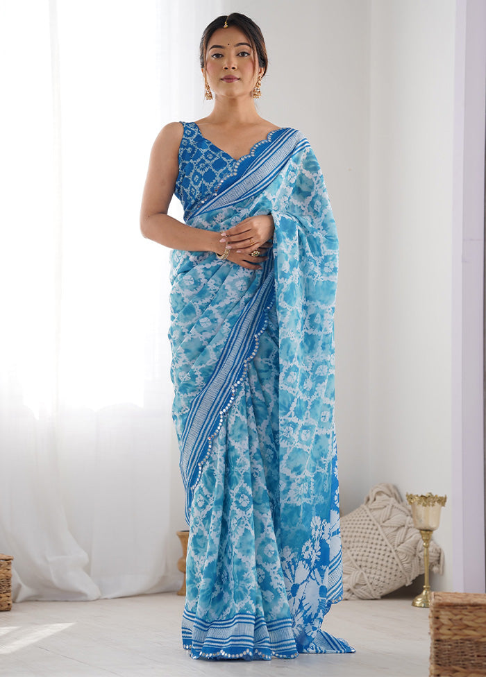 Sky Blue Spun Silk Saree With Blouse Piece Free Shipping Visit