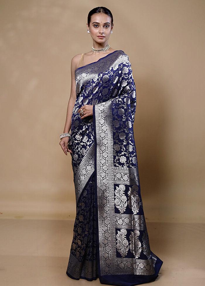 Blue Uppada Silk Saree With Blouse Piece Get To Buy Cheap Online