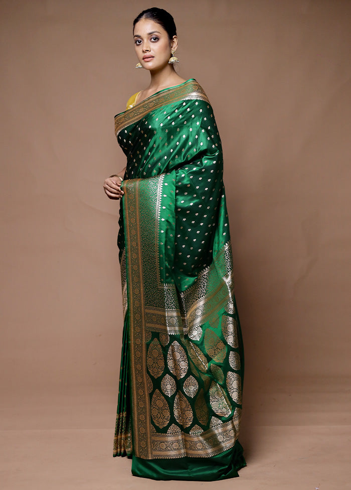 Green Banarasi Silk Saree With Blouse Piece Clearance Best Place