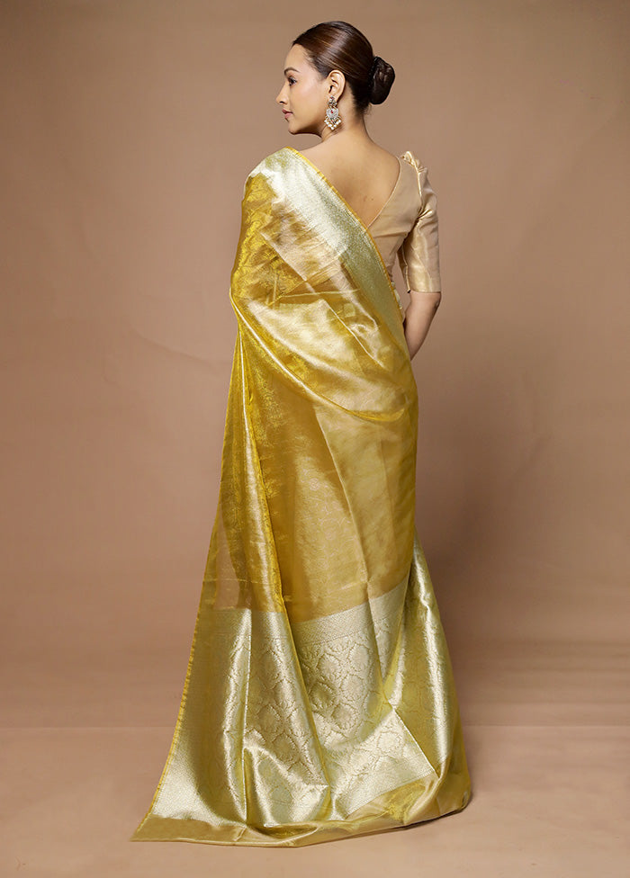 Golden Tissue Silk Saree With Blouse Piece Best Place For Sale