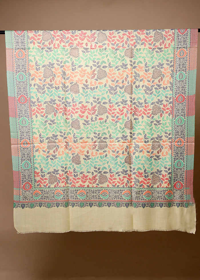 Cream Butta Work With Zari Woven Border Shawl Sale Ebay