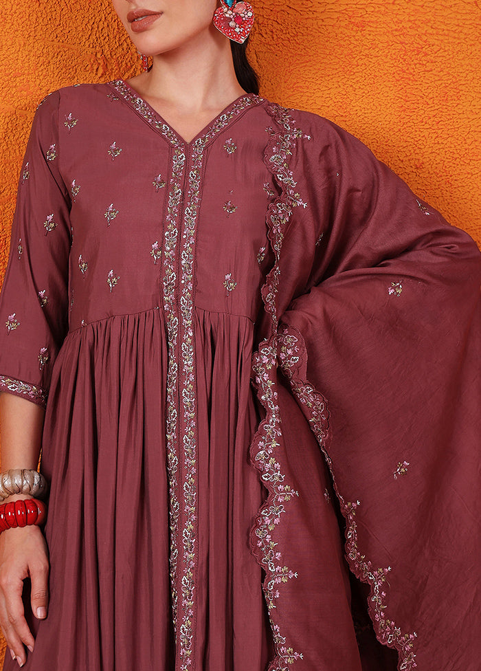 3 Pc Maroon Readymade Silk Suit Set Free Shipping Marketable