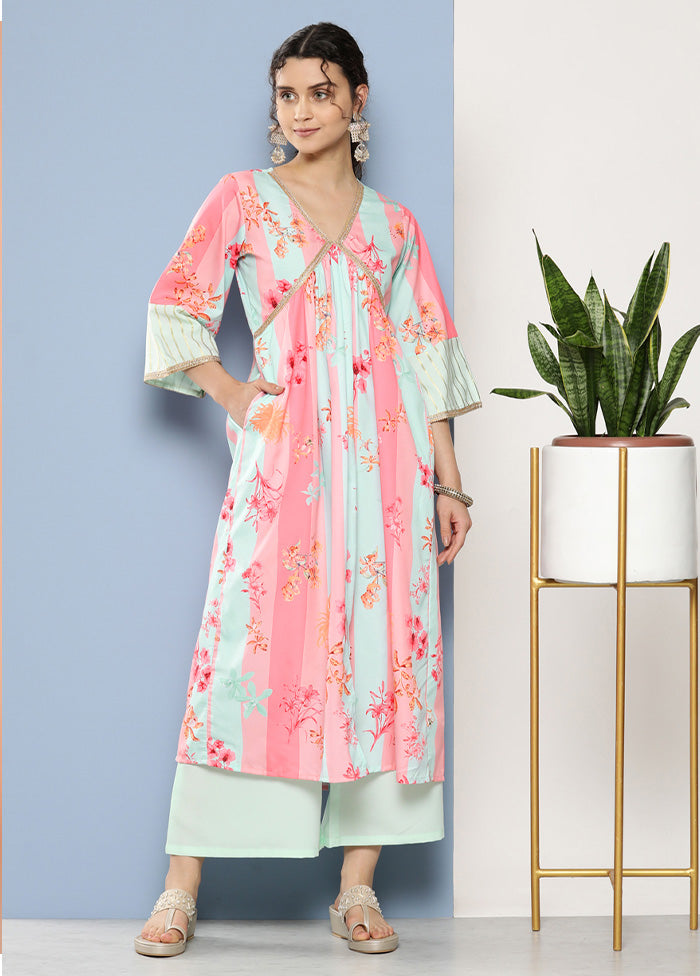 2 Pc Pink Readymade Silk Kurti Set Discount 2025 New