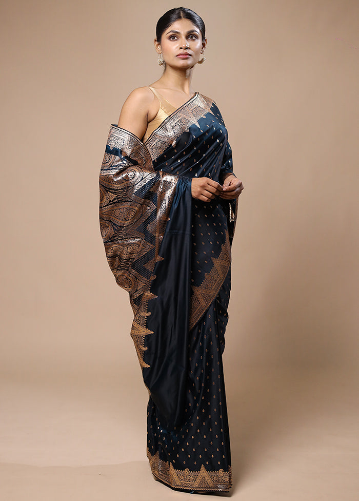 Blue Banarasi Silk Saree With Blouse Piece Discount How Much