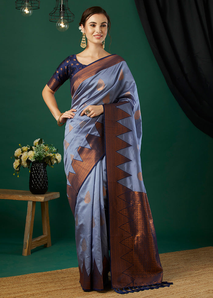 Lavender Banarasi Silk Saree With Blouse Piece The Best Store To Get