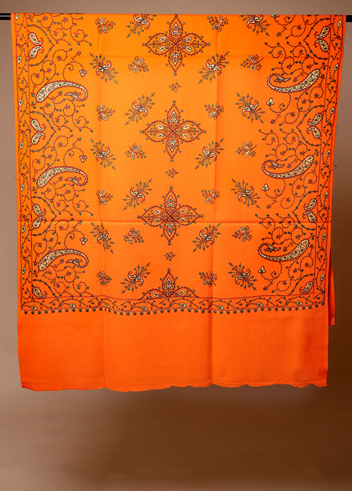 Orange Woven Work Shawl Sast Sale Online