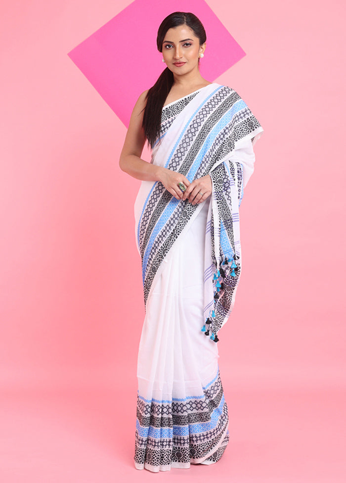 White Cotton Saree With Blouse Piece Sale Footlocker Finishline