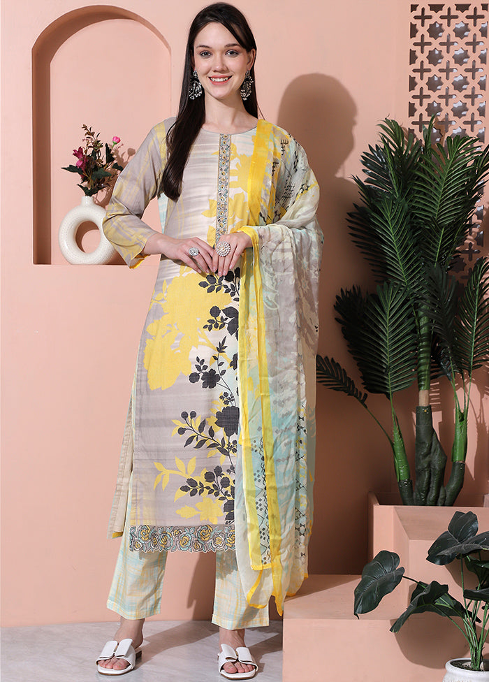 3 Pc Multicolor Unstitched Cotton Suit Set Inexpensive Cheap Online