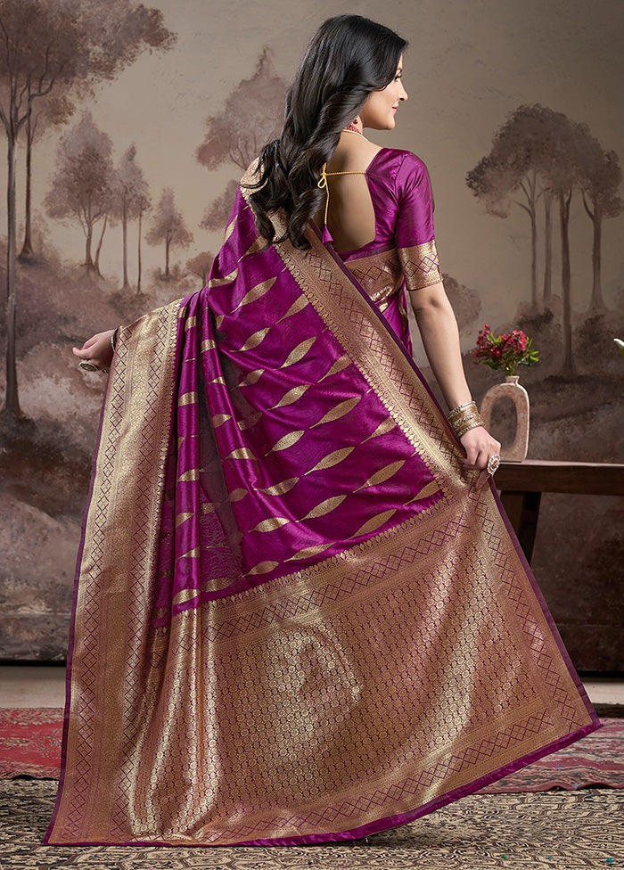 Purple Spun Silk Saree With Blouse Piece Shop For Cheap Pice