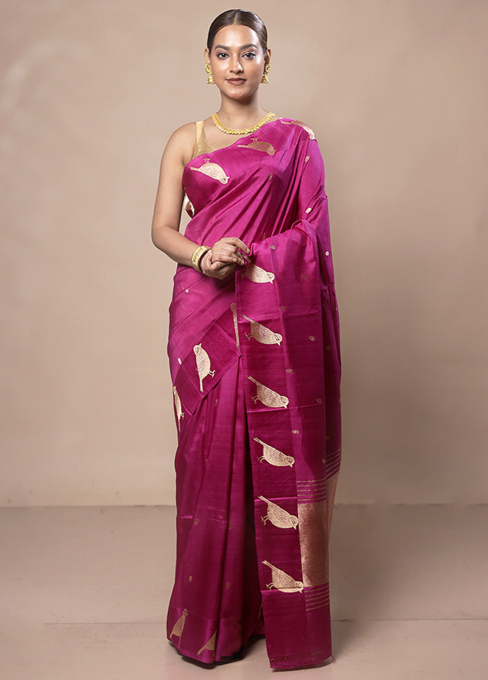 Pink Handloom Katan Pure Silk Saree With Blouse Piece Clearance Clearance Store