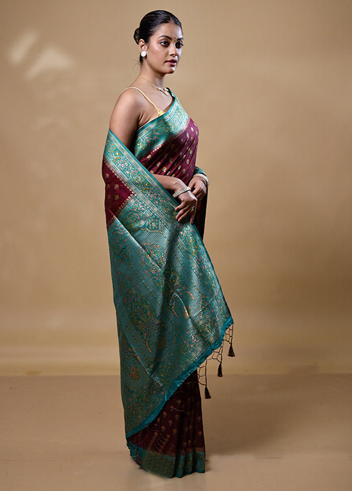 Maroon Dupion Silk Saree With Blouse Piece Discount Best