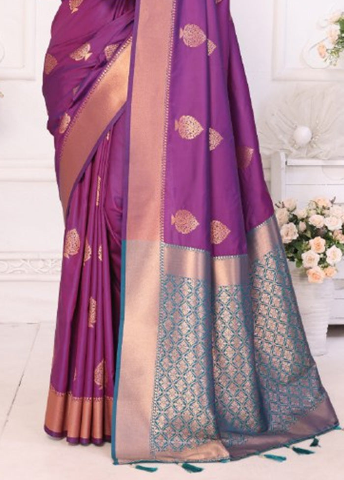 Purple Spun Silk Saree With Blouse Piece Buy Cheap Cost