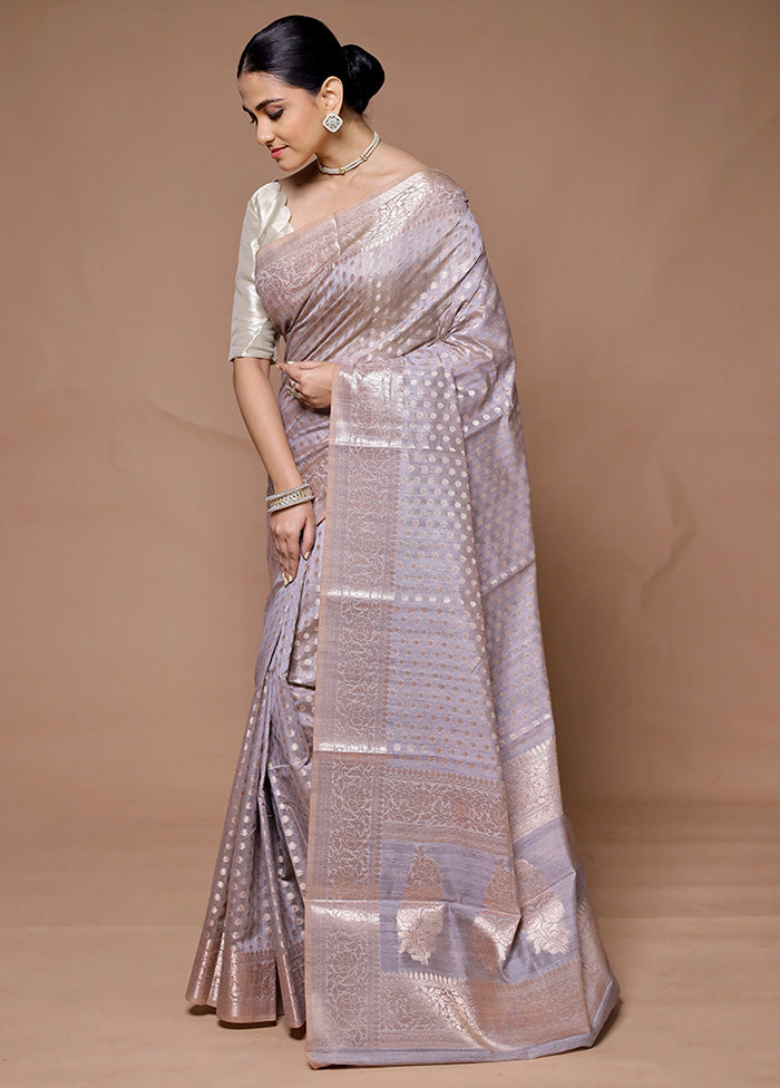 Grey Kora Silk Saree With Blouse Piece Cheap Pice Outlet