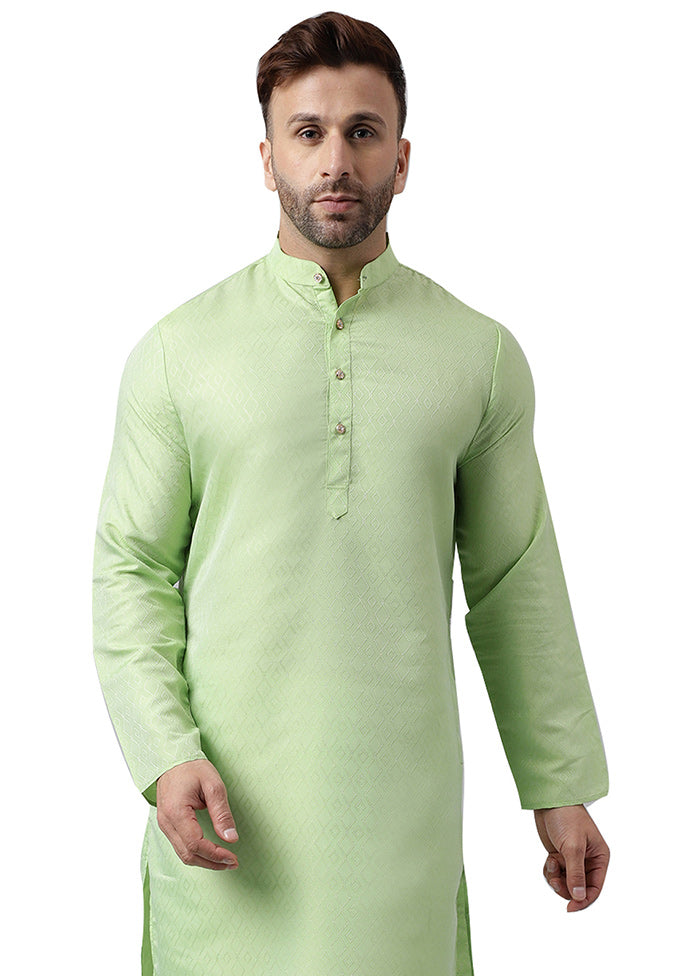 Pista Green Silk Jacquard Kurta Pictures Cheap Pice