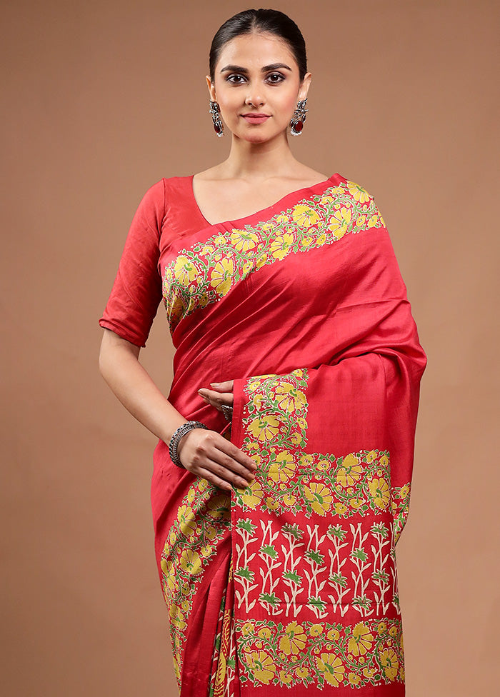 Red Pure Bishnupuri Silk Saree Without Blouse Piece Cheap Sale Sast