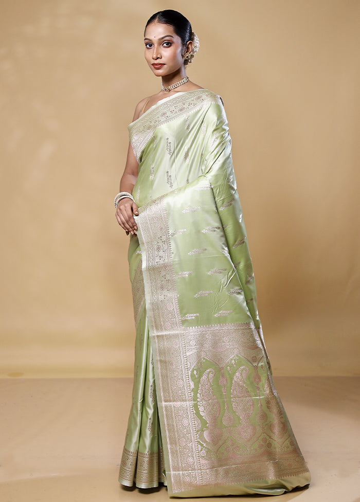 Green Katan Silk Saree With Blouse Piece Authentic Online