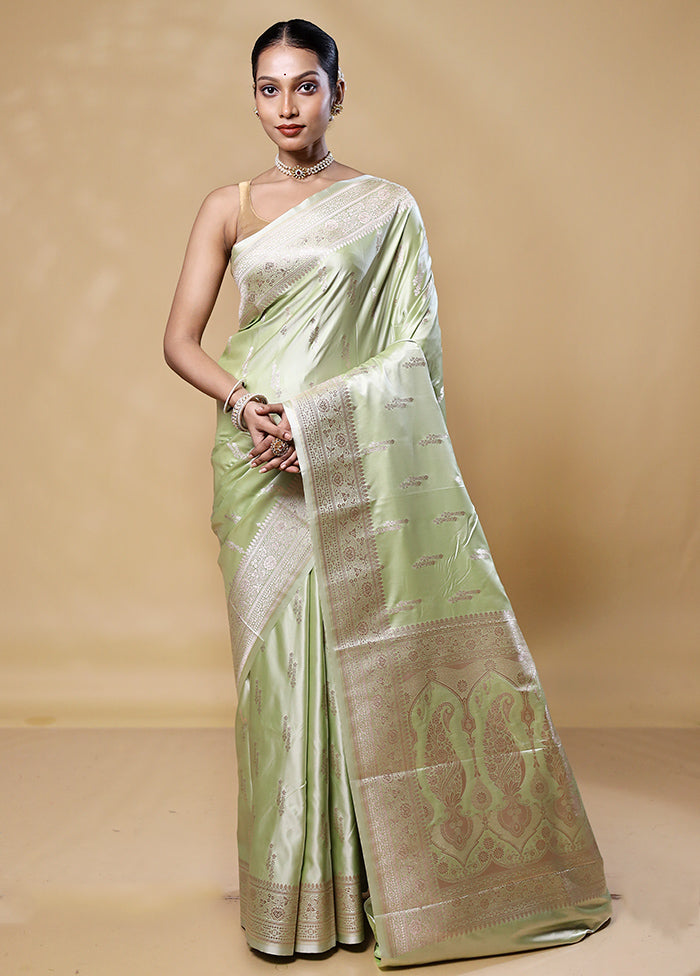 Green Katan Silk Saree With Blouse Piece Authentic Online