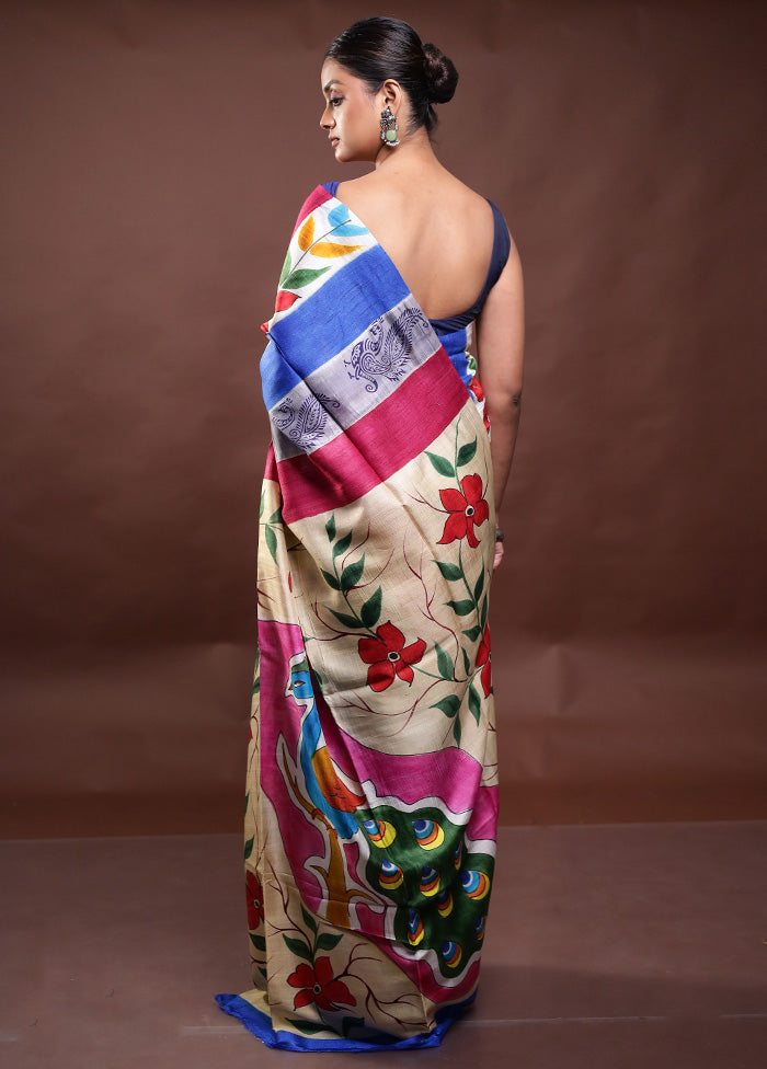 Multicolor Printed Pure Silk Saree Without Blouse Piece Latest Collections Sale Online