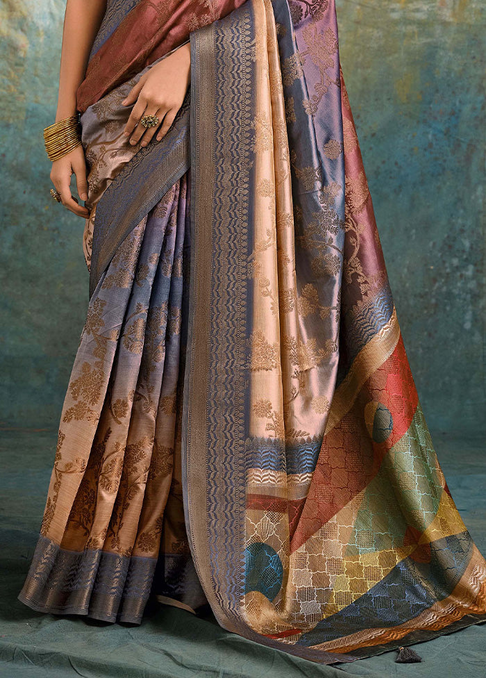 Multicolor Spun Silk Saree With Blouse Piece Best Sale Cheap Online