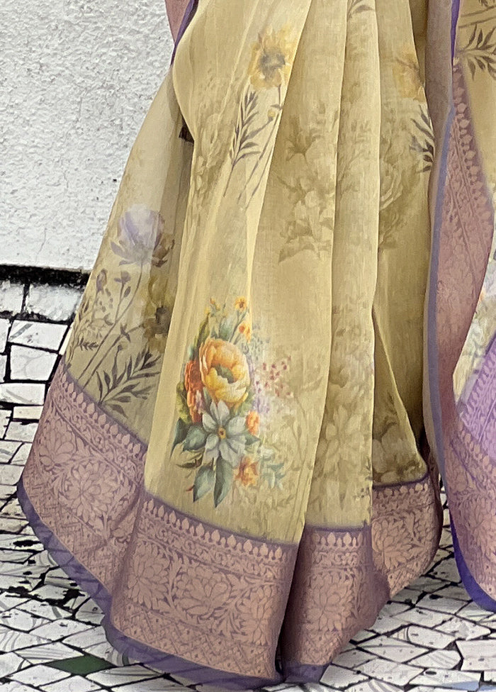 Mustard Spun Silk Saree With Blouse Piece Outlet Recommend