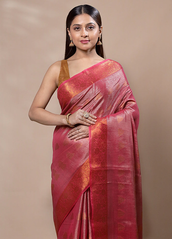 Red Tissue Silk Saree With Blouse Piece Discount Low Shipping Fee