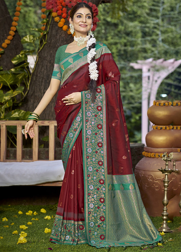 Maroon Dupion Silk Saree With Blouse Piece Discount Largest Supplier