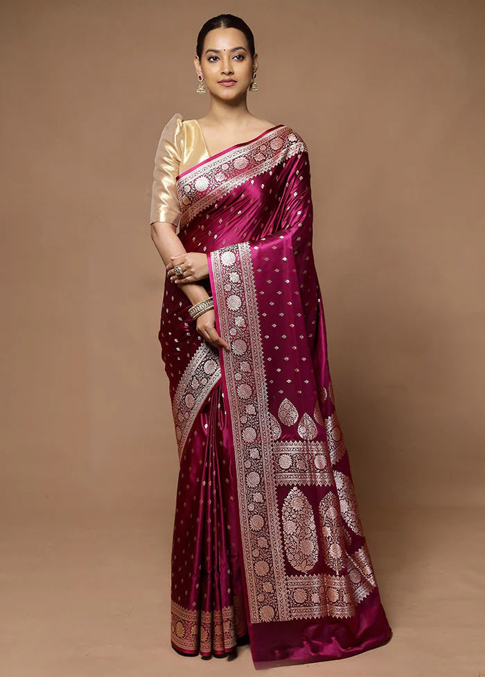 Pink Banarasi Silk Saree With Blouse Piece Buy