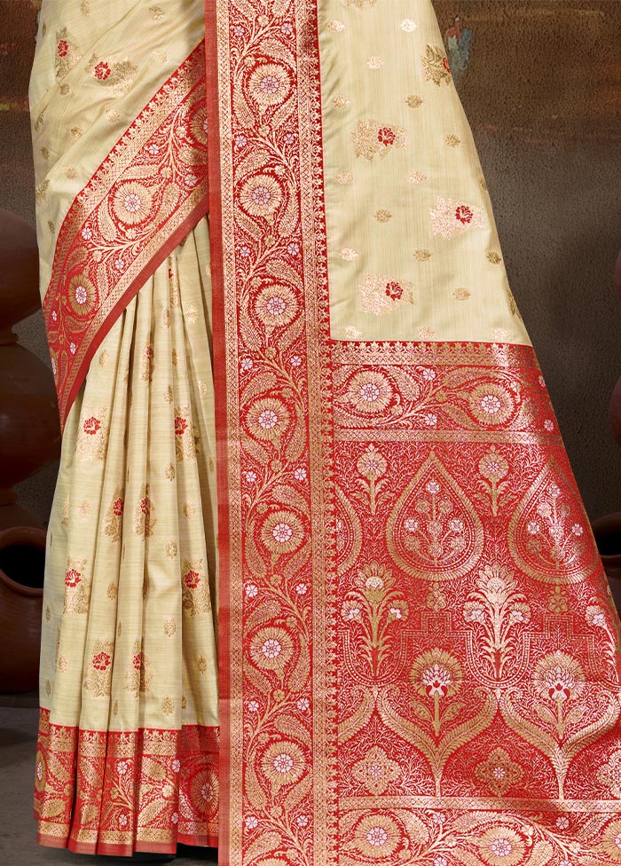 Beige Dupion Silk Saree With Blouse Piece Buy Cheap Fake