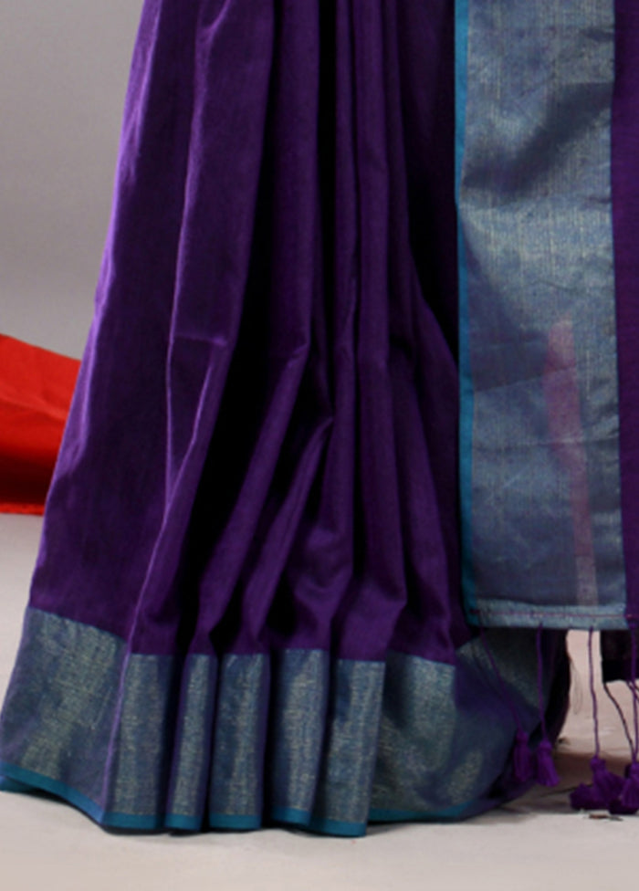 Purple Cotton Saree With Blouse Piece Sale Get To Buy