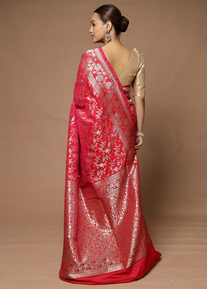 Pink Uppada Silk Saree With Blouse Piece Clearance Manchester Great Sale