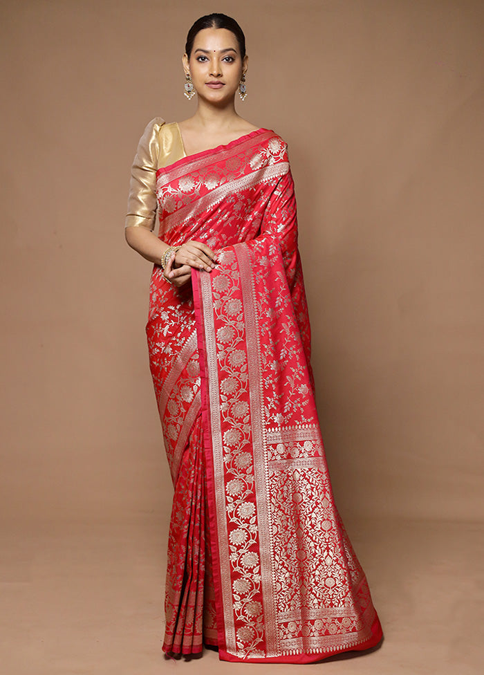 Pink Uppada Silk Saree With Blouse Piece Clearance Manchester Great Sale