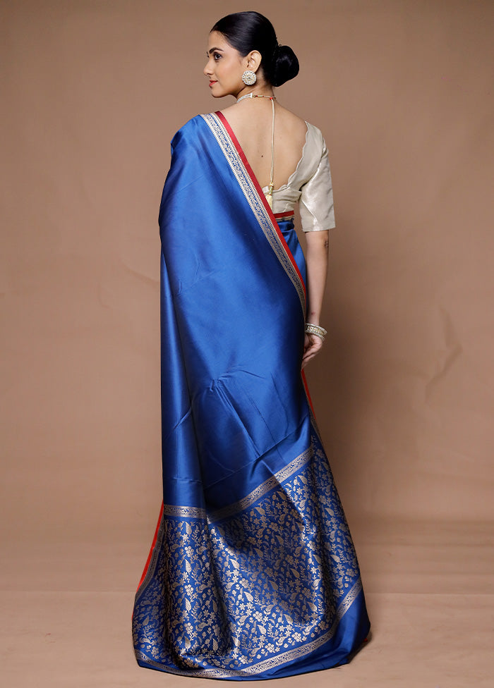 Blue Banarasi Silk Saree With Blouse Piece Official Sale Online