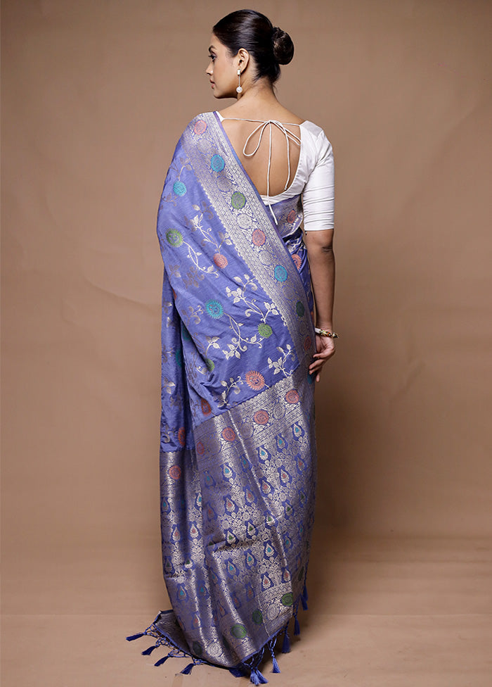 Blue Dupion Silk Saree With Blouse Piece Outlet Wiki