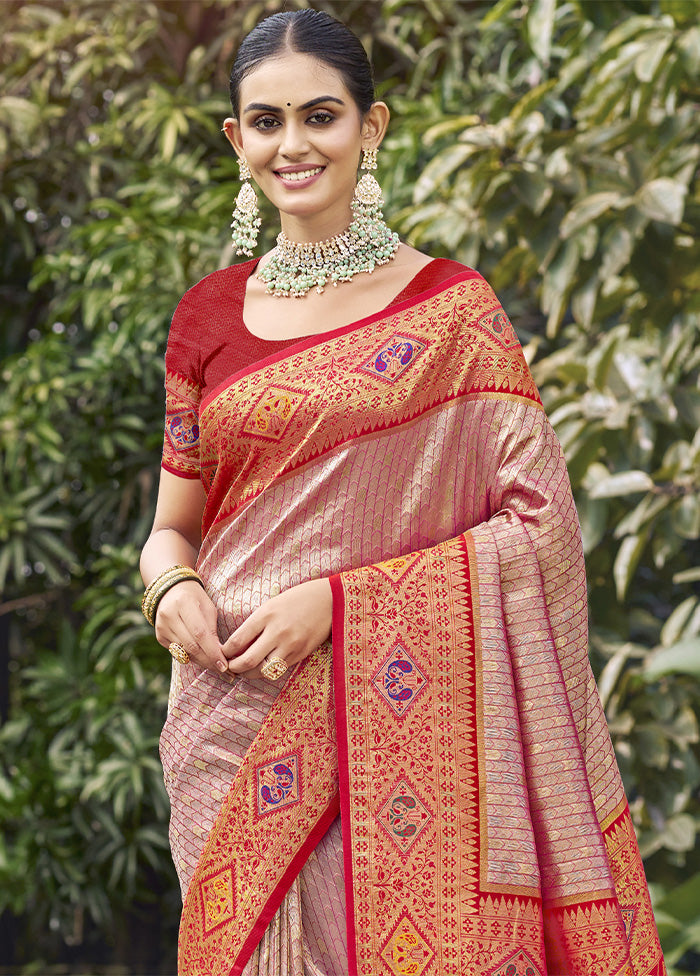 Red Dupion Silk Saree With Blouse Piece Pay With Paypal Cheap Pice