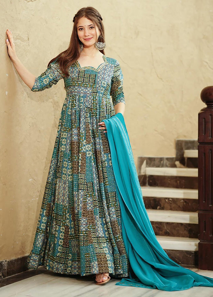 Sky Blue Readymade Rayon Dupatta Indian Dress Where To Buy