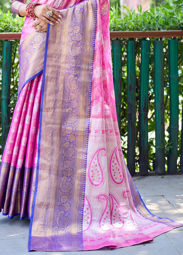 Pink Banarasi Silk Saree With Blouse Piece Discount Explore