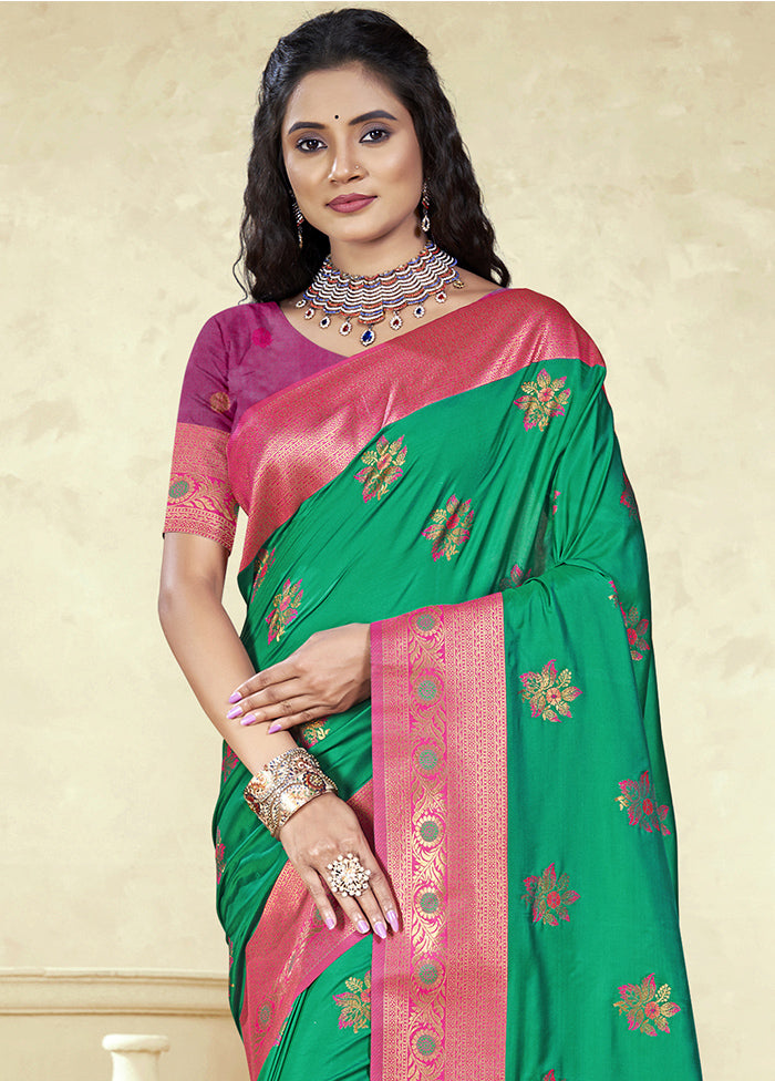 Green Dupion Silk Saree With Blouse Piece Discount Classic