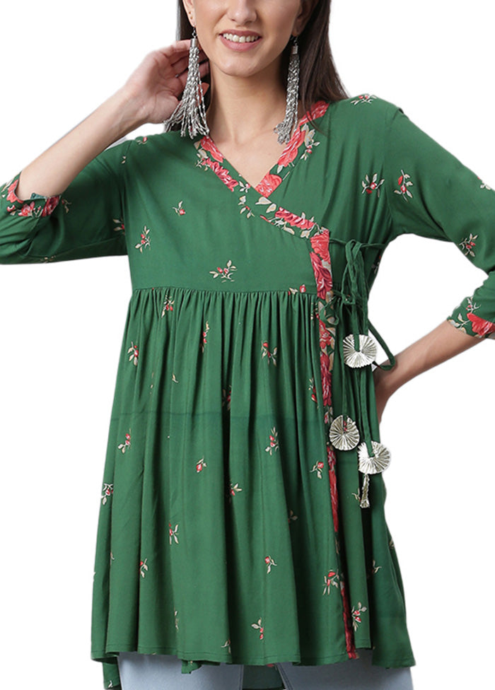 Green Readymade Polyester Tunic Cheap Sale Websites