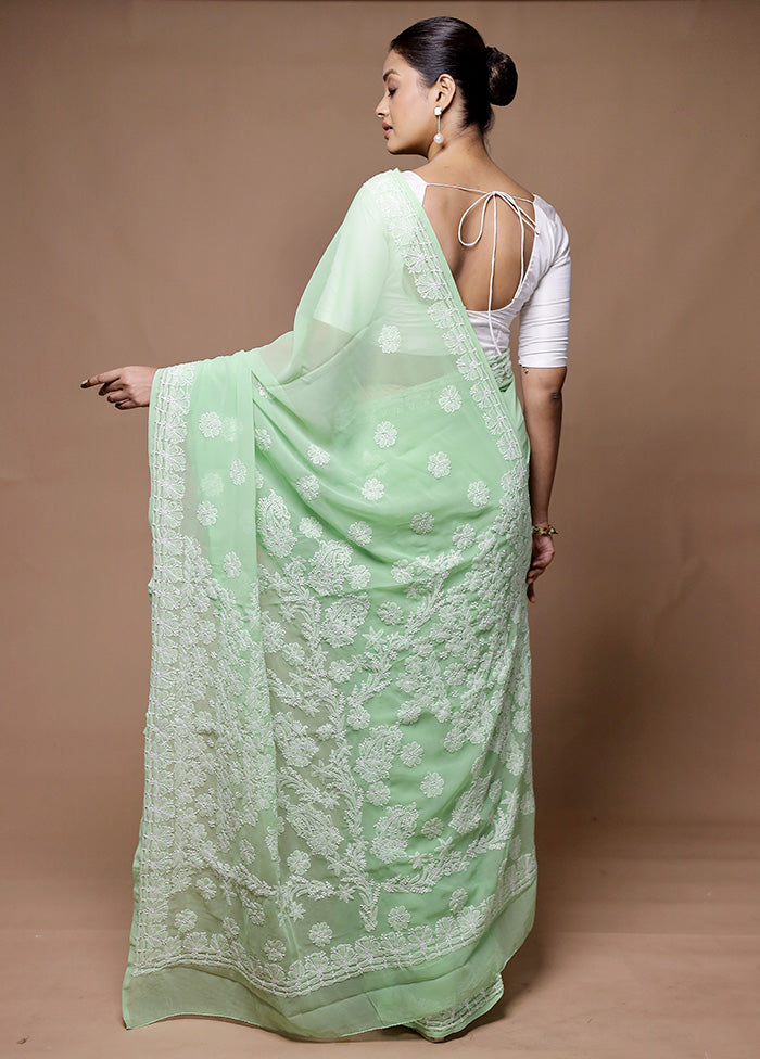 green Pure Cotton Saree With Blouse Piece Discount Great Deals