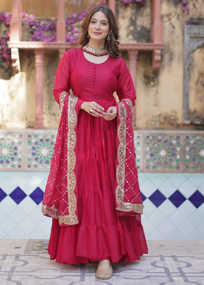 Pink Readymade Georgette Dupatta Indian Dress Buy Cheap Cheapest