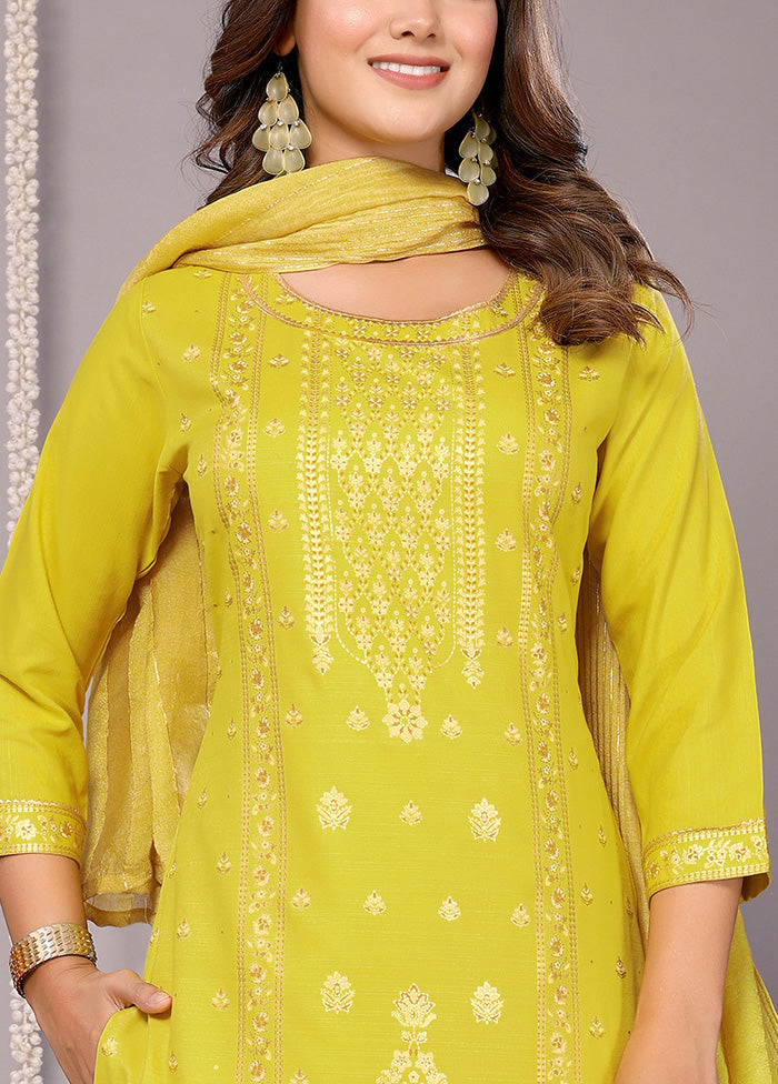 3 Pc Yellow Readymade Cotton Suit Set Cheap Sale Best Store To Get