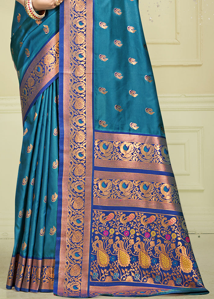 Sky Blue Dupion Silk Saree With Blouse Piece Footlocker Pictures