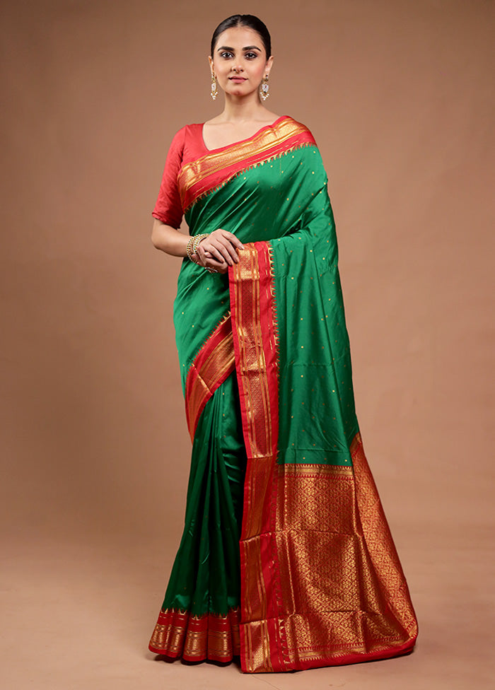 Green Kanjivaram Silk Saree With Blouse Piece Cheap Buy Authentic