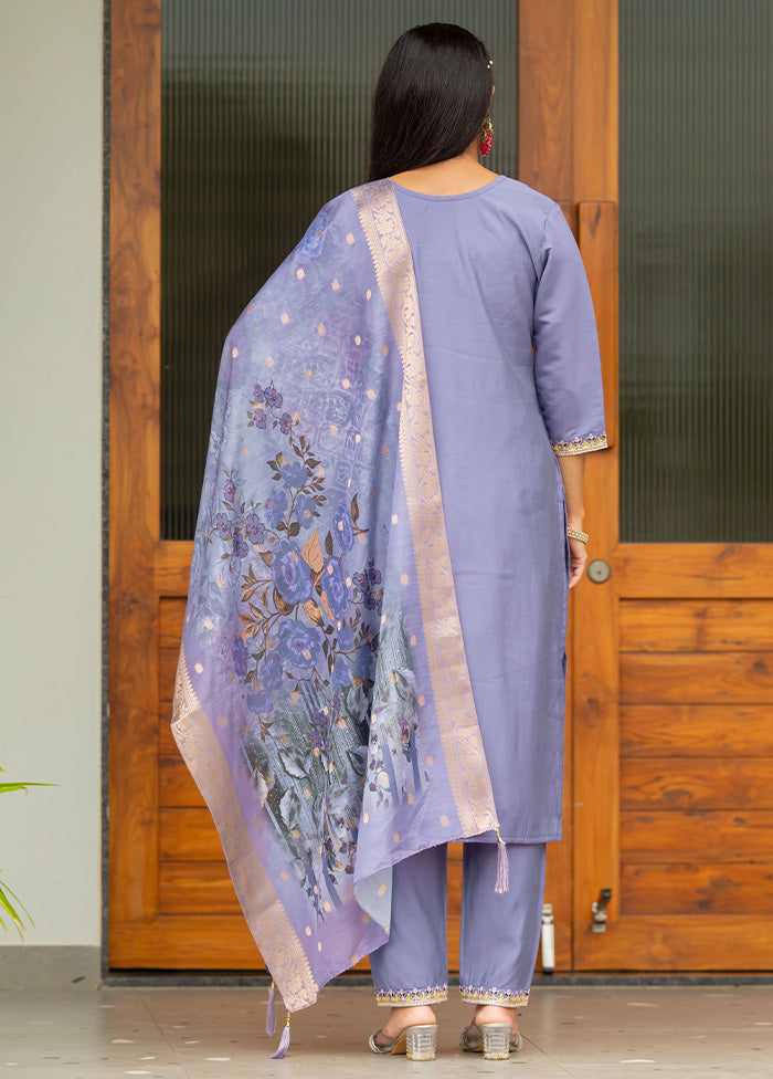 3 Pc Lavender Readymade Silk Suit Set Free Shipping Buy